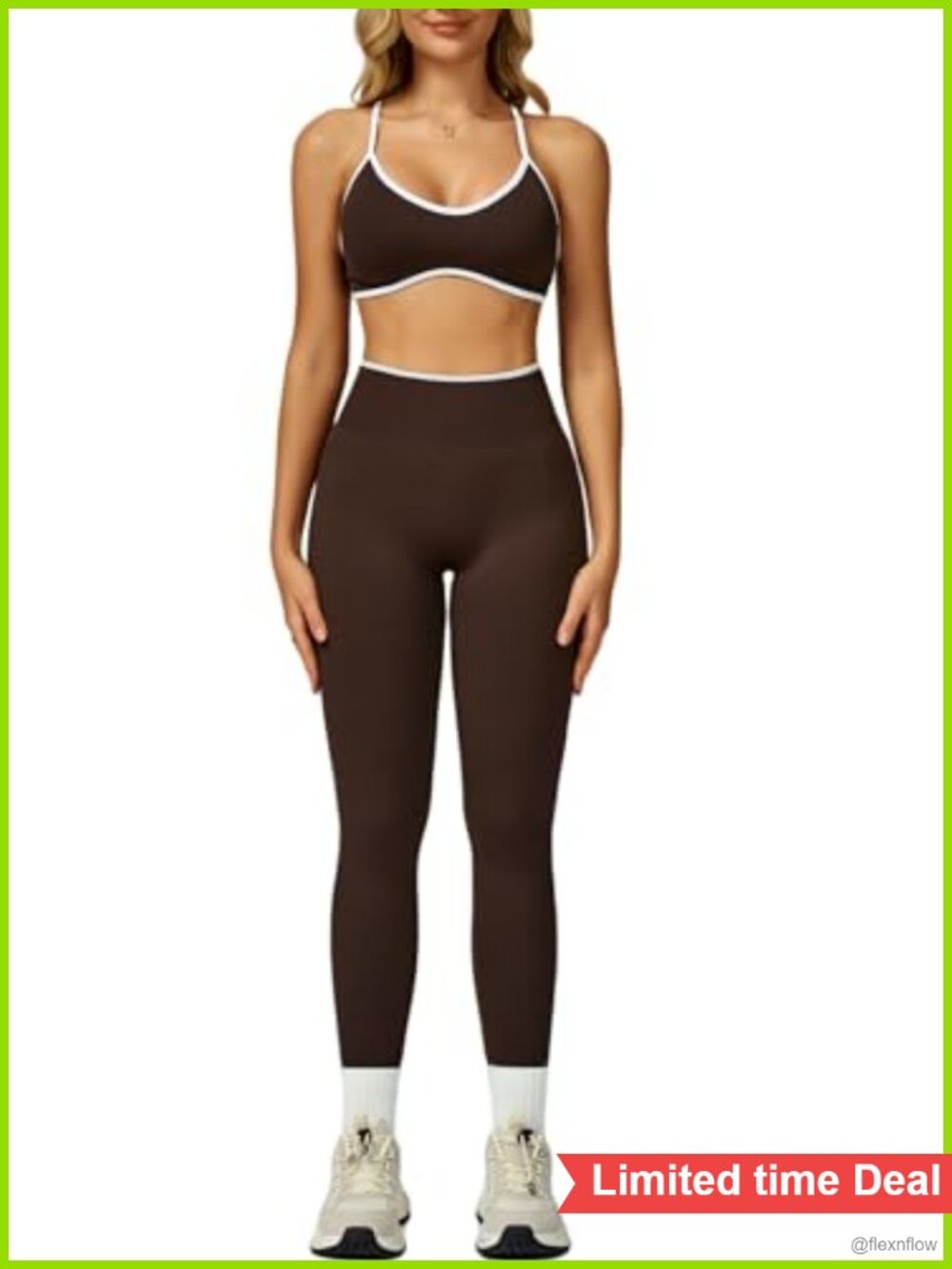 Seamless 2 Piece Workout Set Ribbed Sports Bra & Leggings